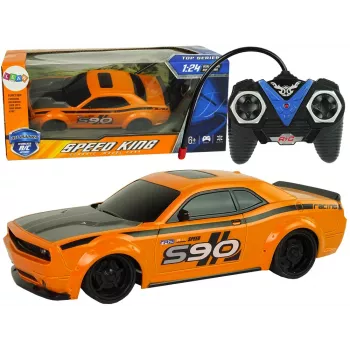 LEAN TOYS Remote Controlled Sports Car 1:24 Racing Orange 27 MHz Pilot