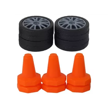 LEAN TOYS Ar vadību vadāma sporta automašīna R/C 1:24 Melna ar maināmiem riteņiem