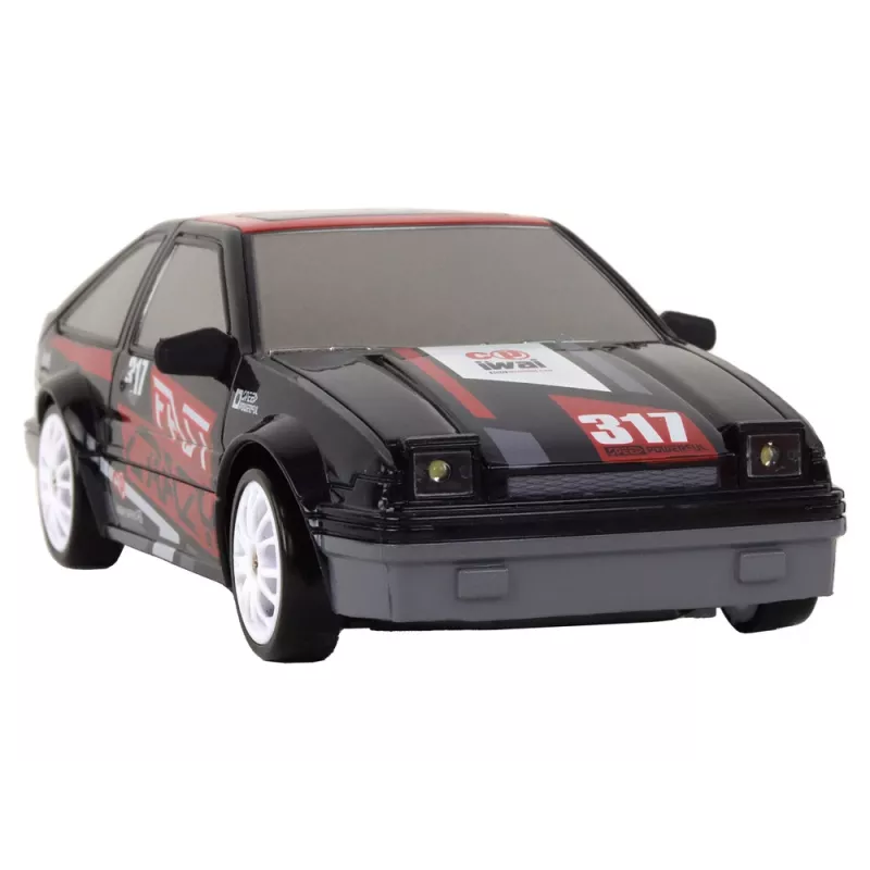 LEAN TOYS Ar vadību vadāma sporta automašīna R/C 1:24 Melna ar maināmiem riteņiem
