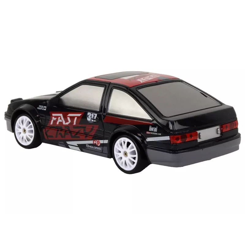 LEAN TOYS Ar vadību vadāma sporta automašīna R/C 1:24 Melna ar maināmiem riteņiem
