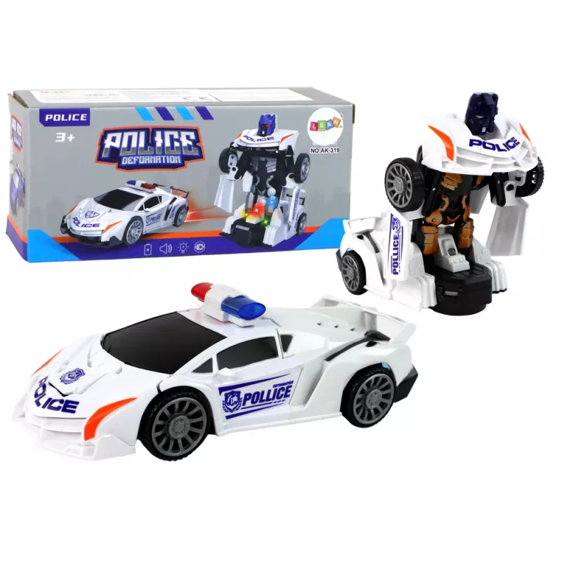 LEAN TOYS Robot Car Police White 2in1 Transformation
