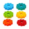 LEAN TOYS Rotējošā piramīdas torņa šķirotājs Varavīksnes puzle 36cm 6 gab.