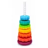 LEAN TOYS Rotējošā piramīdas torņa šķirotājs Varavīksnes puzle 36cm 6 gab.