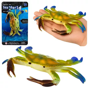 LEAN TOYS Gumijas krabja figūriņa, staipīgs, reālistisks jūras dzīvnieks, 19 cm