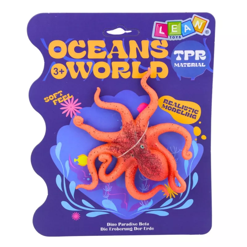 LEAN TOYS Gumijas astoņkāja figūriņa, staipīga, reālistisks jūras dzīvnieks, 12cm