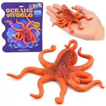 LEAN TOYS Gumijas astoņkāja figūriņa, staipīga, reālistisks jūras dzīvnieks, 12cm