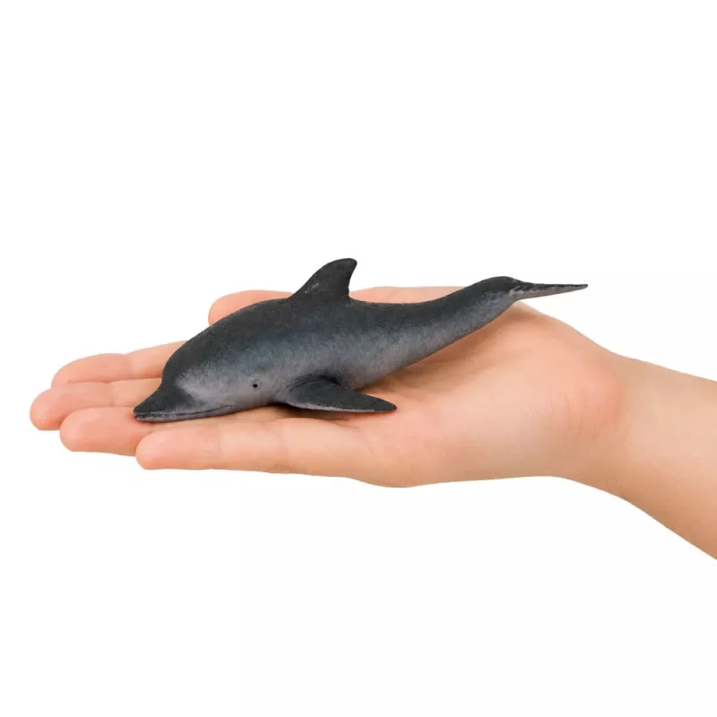 LEAN TOYS Gumijas jūras delfīna figūriņa, mīksta, reālistiska TPR, tumši pelēka, 17,5 cm