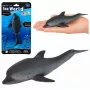 LEAN TOYS Gumijas jūras delfīna figūriņa, mīksta, reālistiska TPR, tumši pelēka, 17,5 cm