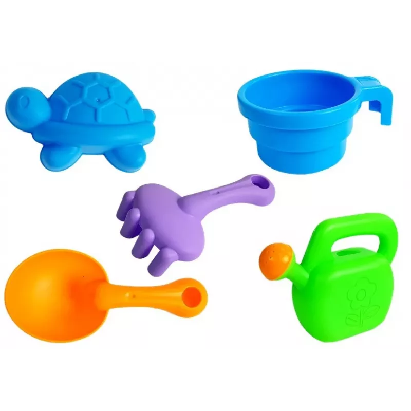 LEAN TOYS Smilšu un ūdens galds ar veidnēm, lāpstiņu, grābekli un mākoni - daudzkrāsains