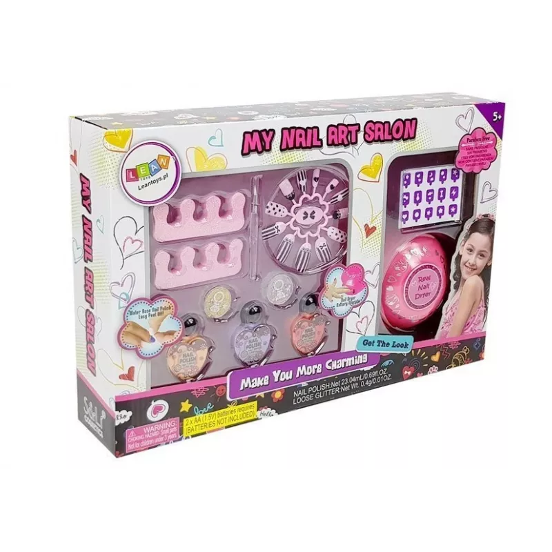 LEAN TOYS Komplekts nagu lakas žāvētāja ar spīdumiem izgatavošanai