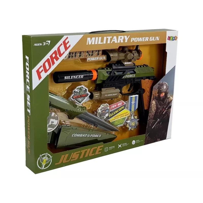 LEAN TOYS Komplekts Militārā Pistole Šautene Nazis Medaļa Tēmēklis