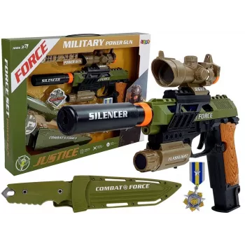 LEAN TOYS Komplekts Militārā Pistole Šautene Nazis Medaļa Tēmēklis
