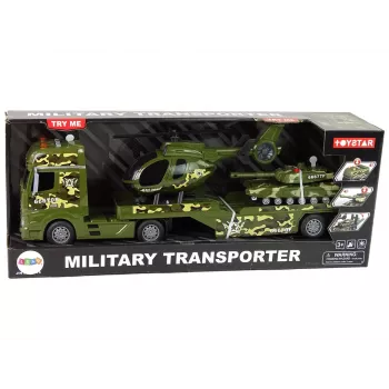 LEAN TOYS Komplekts Militārā tvertne Berzes piedziņas helikopters Kravas automašīna