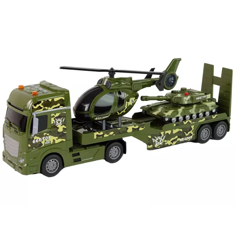 LEAN TOYS Komplekts Militārā tvertne Berzes piedziņas helikopters Kravas automašīna
