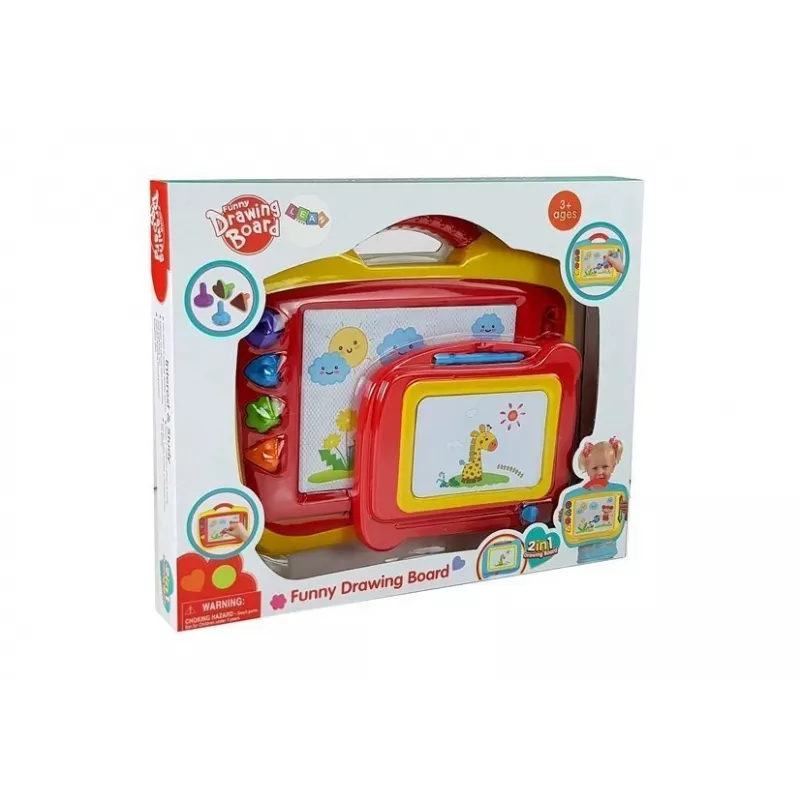 LEAN TOYS 2 magnētisko zīmēšanas dēļu komplekts ar zīmogiem - zils un dzeltens