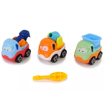 LEAN TOYS 3 būvmašīnu komplekts izjaukšanai + skrūvgriezis Betona maisītājs Celtnis Pašizgāzējs