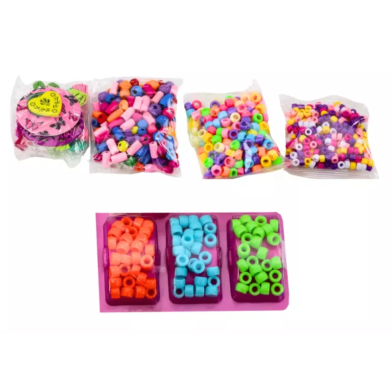 LEAN TOYS Pērlīšu komplekts rotaslietu veidošanai burciņā 3in1