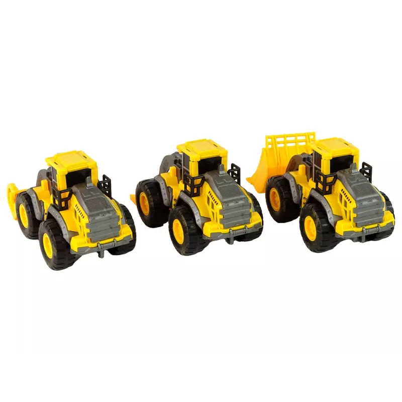 LEAN TOYS Celtniecības transportlīdzekļu komplekts 3 dzelteni modeļi