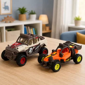 LEAN TOYS Komplekts no bezceļu transportlīdzekļiem ar gaismām un skaņām, 2 gab.