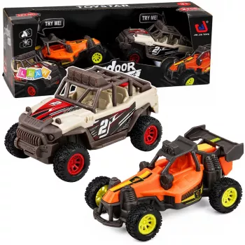 LEAN TOYS Komplekts no bezceļu transportlīdzekļiem ar gaismām un skaņām, 2 gab.