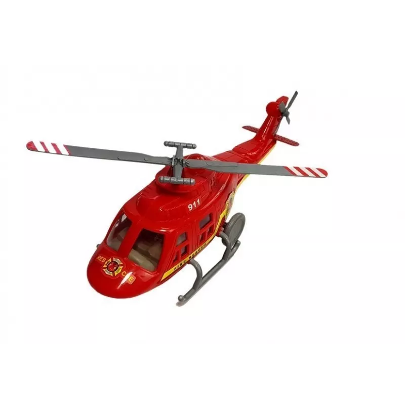 LEAN TOYS Ugunsdzēsēju transportlīdzekļu komplekts: Helikopters, Motocikls, Gaisma un Skaņa