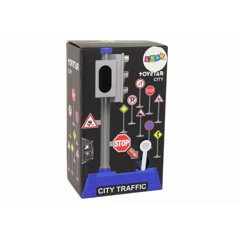 LEAN TOYS Ceļa zīmju komplekts ar gaismām un skaņām 23 cm