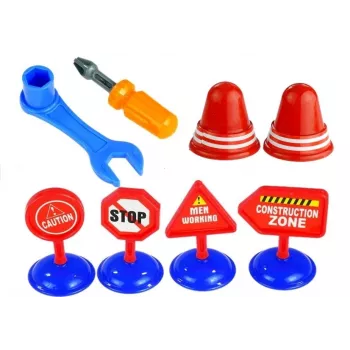 LEAN TOYS Transportlīdzekļu komplekts Policijas auto Ugunsdzēsēju auto Autotransporta piekabe Skrūvējami transportlīdzekļi