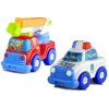 LEAN TOYS Transportlīdzekļu komplekts Policijas auto Ugunsdzēsēju auto Autotransporta piekabe Skrūvējami transportlīdzekļi