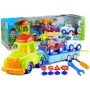 LEAN TOYS Transportlīdzekļu komplekts Policijas auto Ugunsdzēsēju auto Autotransporta piekabe Skrūvējami transportlīdzekļi
