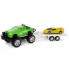 LEAN TOYS Transportlīdzekļu komplekts dzelteni sporta auto zaļi bezceļu auto ar berzes dzinēju