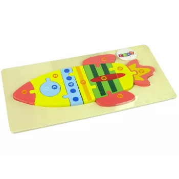 LEAN TOYS Koka puzļu komplekts Raķešu cipari