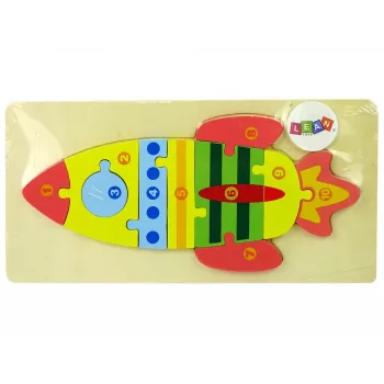 LEAN TOYS Koka puzļu komplekts Raķešu cipari