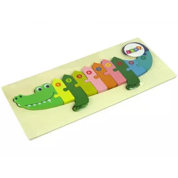 LEAN TOYS Koka puzļu komplekts Krokodila cipari