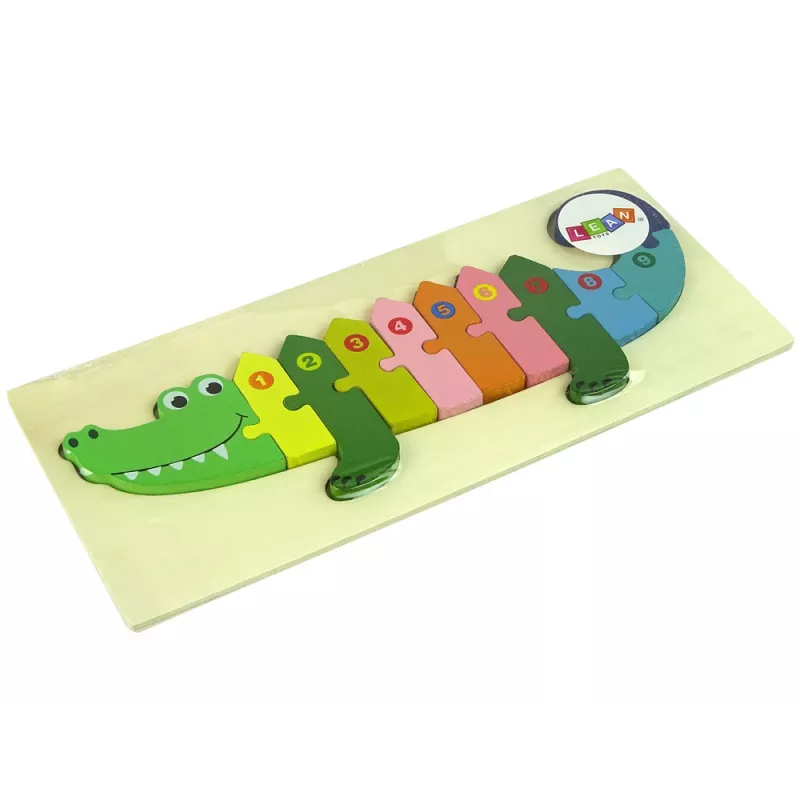 LEAN TOYS Koka puzļu komplekts Krokodila cipari