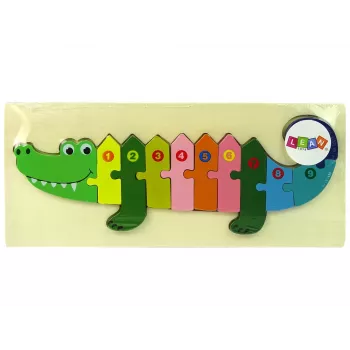 LEAN TOYS Koka puzļu komplekts Krokodila cipari