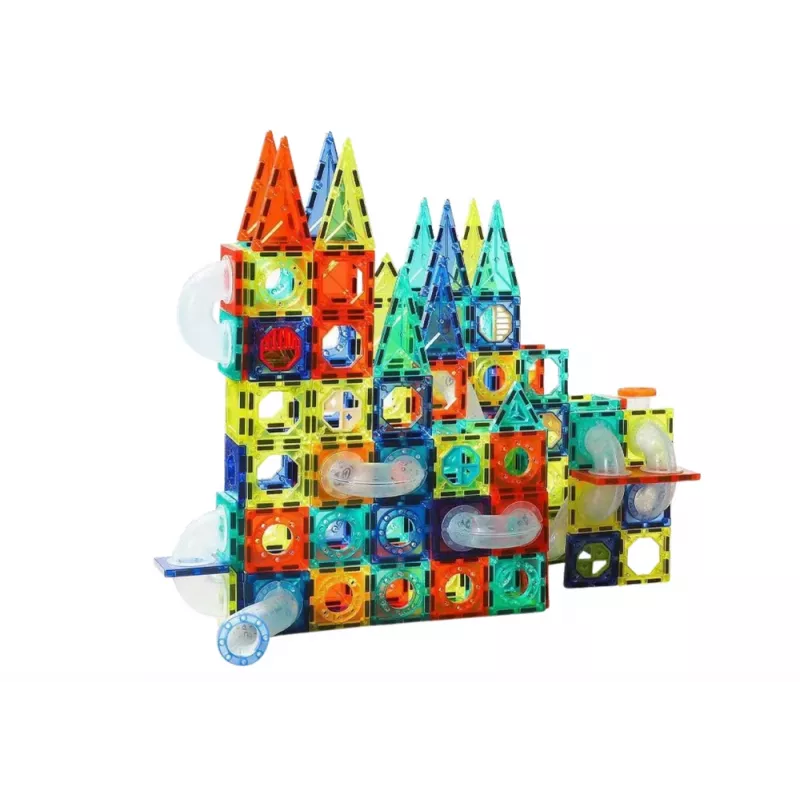 LEAN TOYS Slīdņu komplekts bumbiņām Magnētiskie bloki 168 gab.