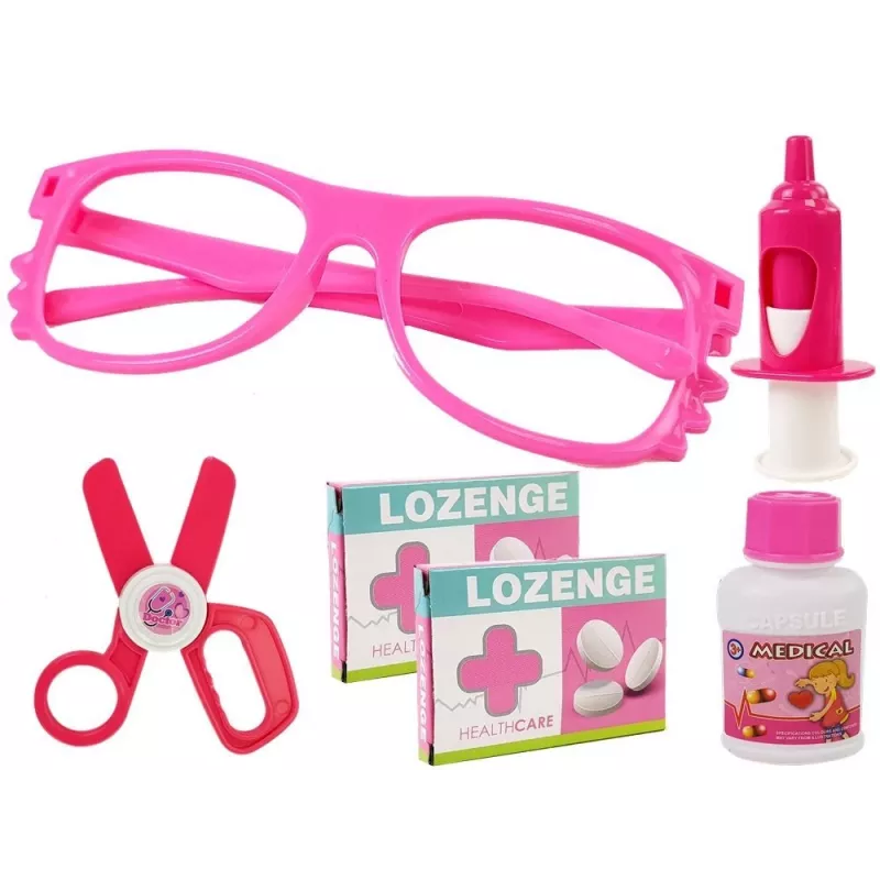 LEAN TOYS Mazs zobārsta medicīnas komplekts aksesuāri rozā futrālī