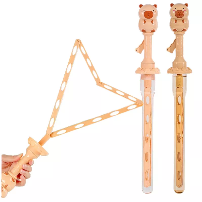 LEAN TOYS ziepju burbuļi liela izvelkama nūjiņa Kapibara 49,5 cm 100 ml