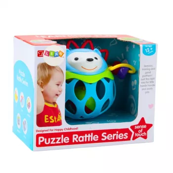 LEAN TOYS mīksta eža bumba ar grabulīti – sensorā rotaļlieta mazuļiem, zila