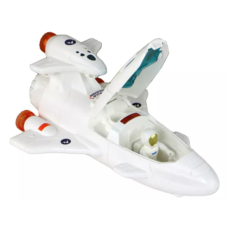 LEAN TOYS Space Mission Cosmos 4 Elements rotaļu komplekts – raķete, astronauts, roveris un karogs (4 gab., no 3 gadu vecuma)