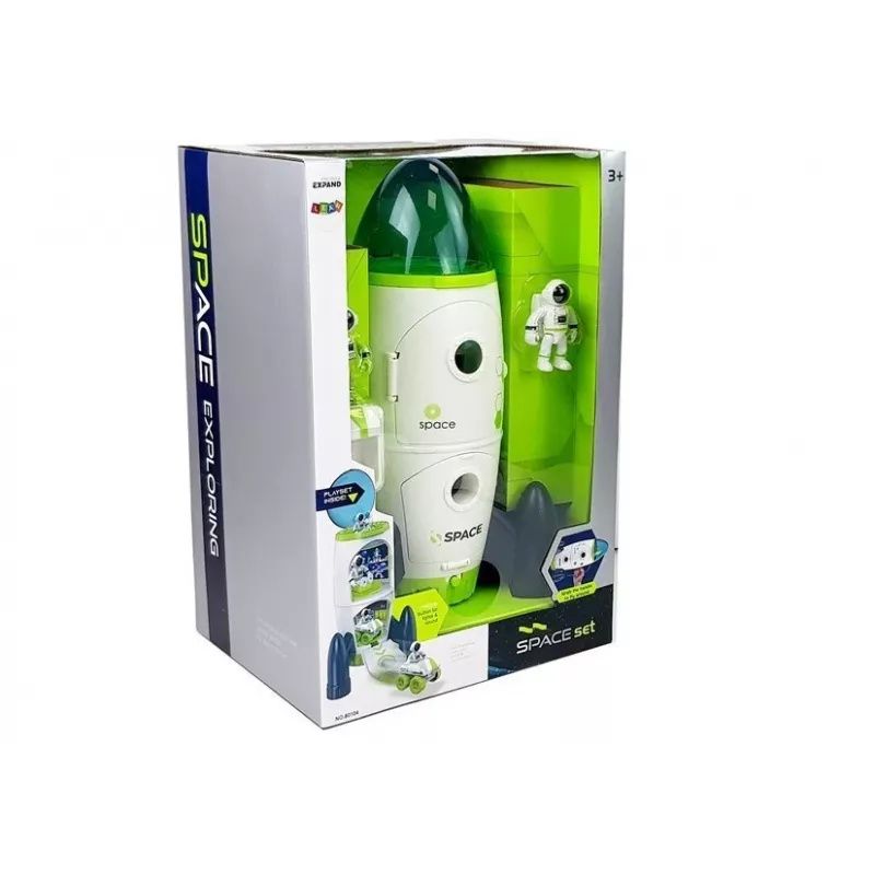 LEAN TOYS Space Rocket Astronom Cosmos Light & Sound – Battery-Powered Electronic Toy Rocket with Astronaut Figure (3x AA)