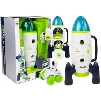 LEAN TOYS Space Rocket Astronom Cosmos Light & Sound – Battery-Powered Electronic Toy Rocket with Astronaut Figure (3x AA)