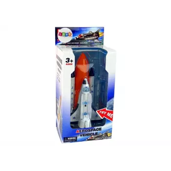 LEAN TOYS Space Rocket ar metāla kosmosa kuģi - Pull-Back, gaismas un skaņas efekti, aerokosmiskās rotaļlietas komplekts