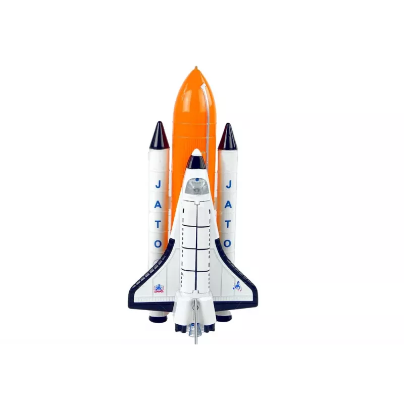 LEAN TOYS Space Rocket ar metāla kosmosa kuģi - Pull-Back, gaismas un skaņas efekti, aerokosmiskās rotaļlietas komplekts