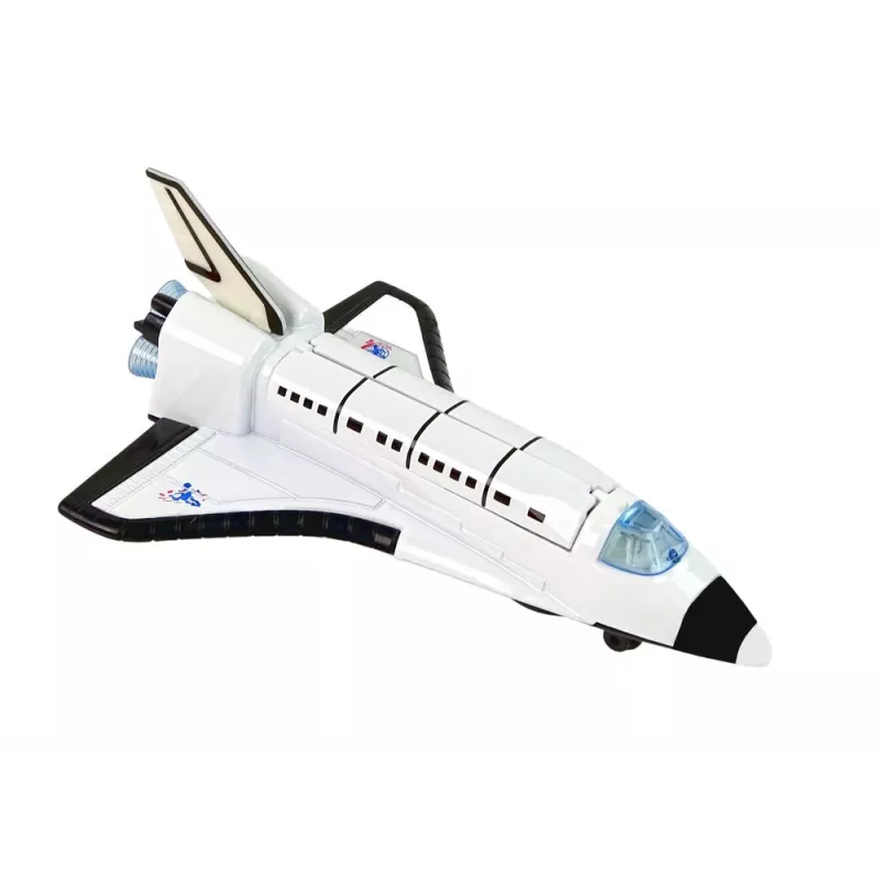 LEAN TOYS Space Rocket ar metāla kosmosa kuģi - Pull-Back, gaismas un skaņas efekti, aerokosmiskās rotaļlietas komplekts