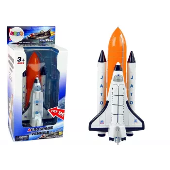 LEAN TOYS Space Rocket ar metāla kosmosa kuģi - Pull-Back, gaismas un skaņas efekti, aerokosmiskās rotaļlietas komplekts