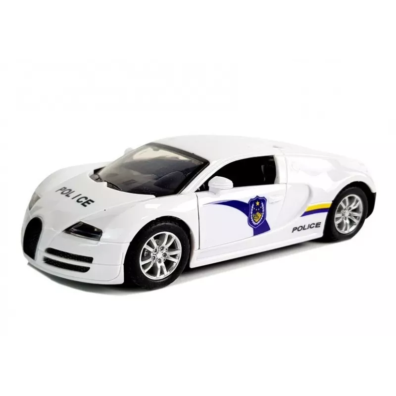 LEAN TOYS Policijas sporta auto ar tumšiem vējstikliem, spriegojumu, baltu gaismu un skaņu
