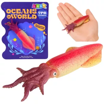 LEAN TOYS Kalmāra gumijas figūriņa, staipīga, reālistisks jūras dzīvnieks, 14 cm