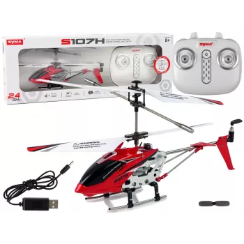 LEAN TOYS SYMA S107H 2.4G RC helikopters sarkans