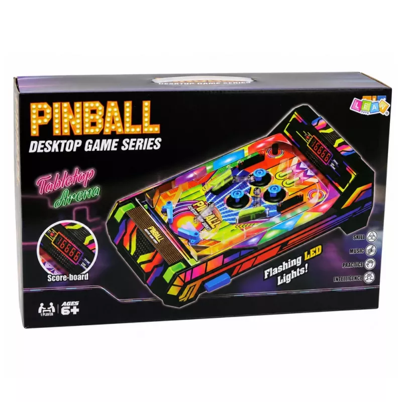 LEAN TOYS Galda pinbola mašīna - elektroniska pinbola spēle ar LED punktu skaitītāju, skaņām un mirgojošām gaismām - daudzkrāsaina, 1 spēlētājam, vecumam no 6 gadiem